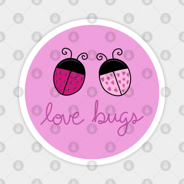 Love Bugs Cartoon Ladybugs Pair, made by EndlessEmporium Magnet by EndlessEmporium